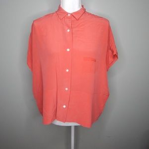 everlane women silk shirt sz 0 dark orange